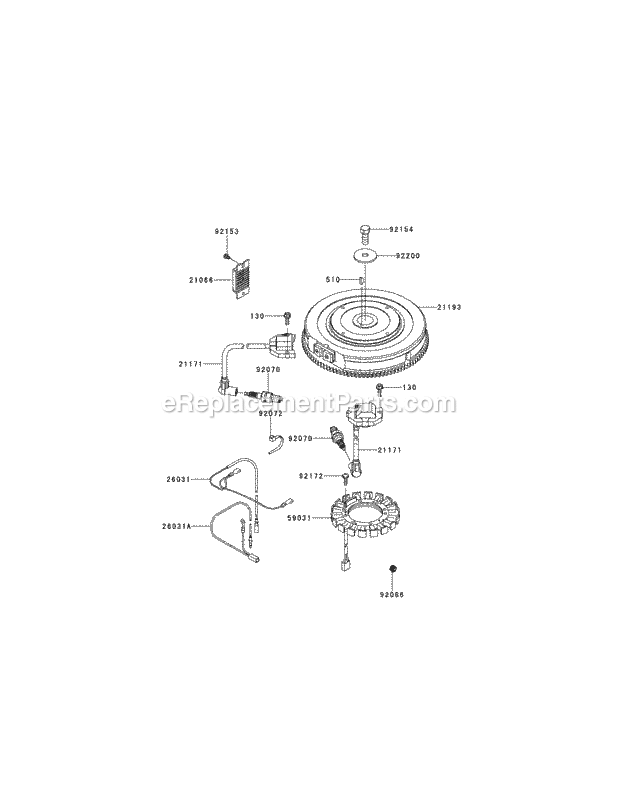 Kawasaki Fx850-S11 Electric Equipment Diagram and Parts List for S6031-KW 53DI8DU6050-31HP Cub Cadet Lawn Tractor